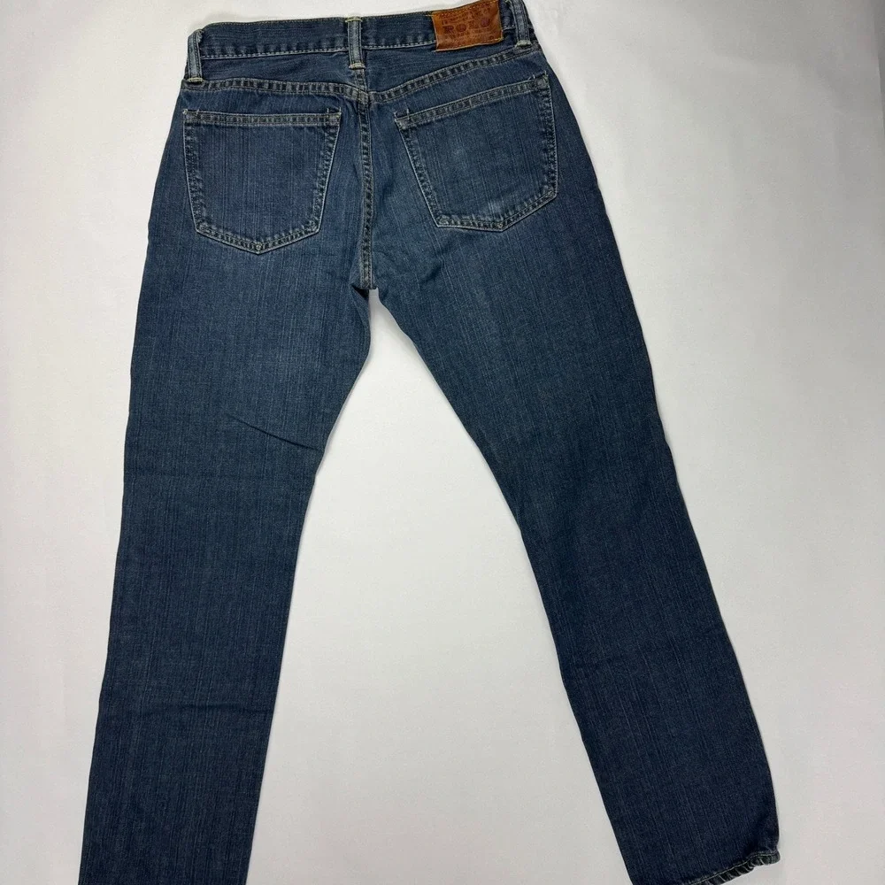 Y2K Polo Ralph Lauren Mens Dark Wash Jeans Red Pony Logo Straight Leg 30x30